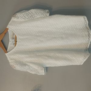 Loft White Puff Sleeve Top NWT Medium